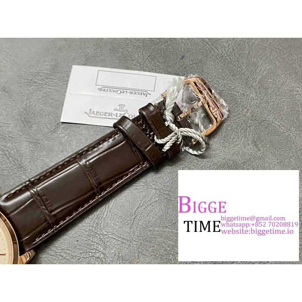 Master Ultra Thin Moon 39Mm Rg White Dial Brown Leather Strap Apsf A925 Jaeger Lecoultre