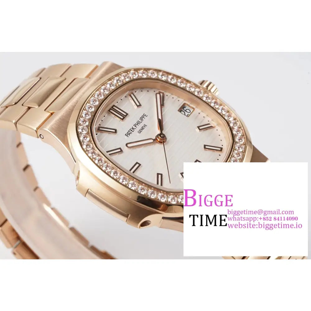 Nautilus 5711 40Mm Diamond Bezel Rg White Dial Bracelet Ppf A330Sc Patek Philippe