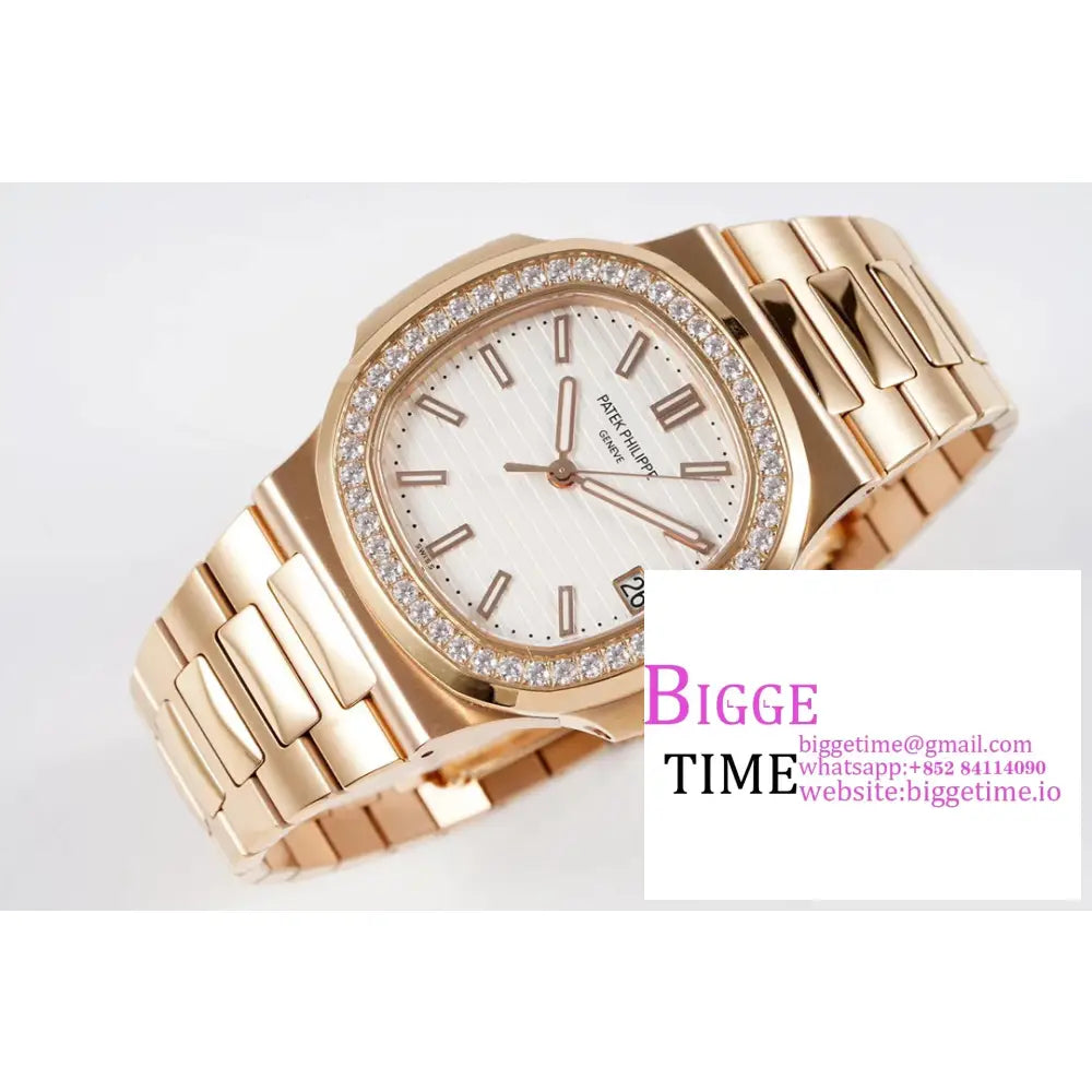 Nautilus 5711 40Mm Diamond Bezel Rg White Dial Bracelet Ppf A330Sc Patek Philippe