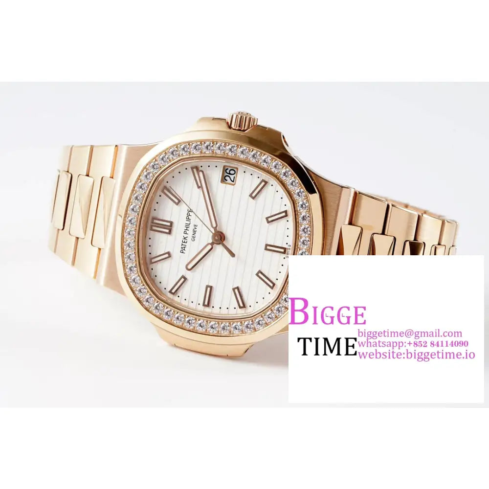Nautilus 5711 40Mm Diamond Bezel Rg White Dial Bracelet Ppf A330Sc Patek Philippe