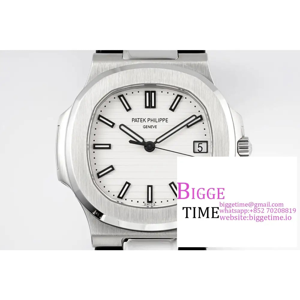 Nautilus 5711 40Mm White Black Rubber Strap Ppf A330Sc Patek Philippe