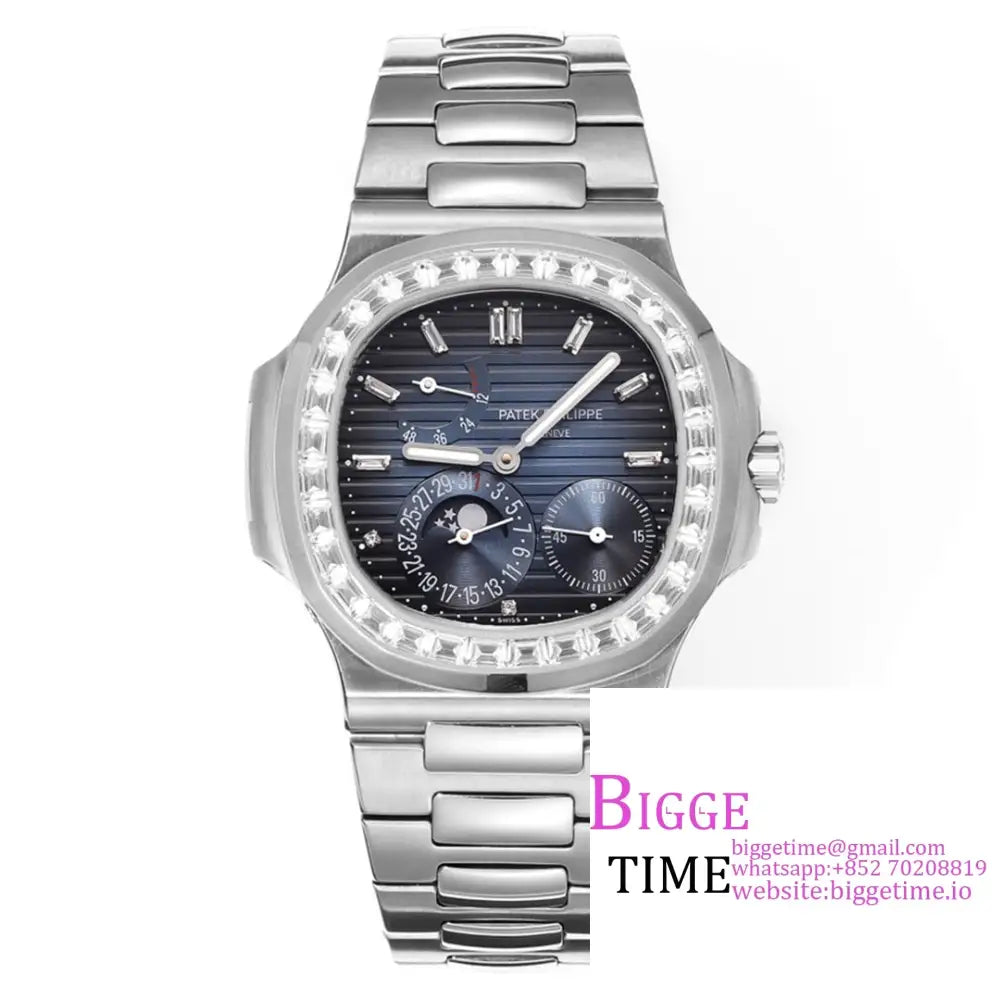 Nautilus 5724 40Mm Diamond Bezel Blue Dial Ss Bracelet Grf A240Sc Option1 Patek Philippe