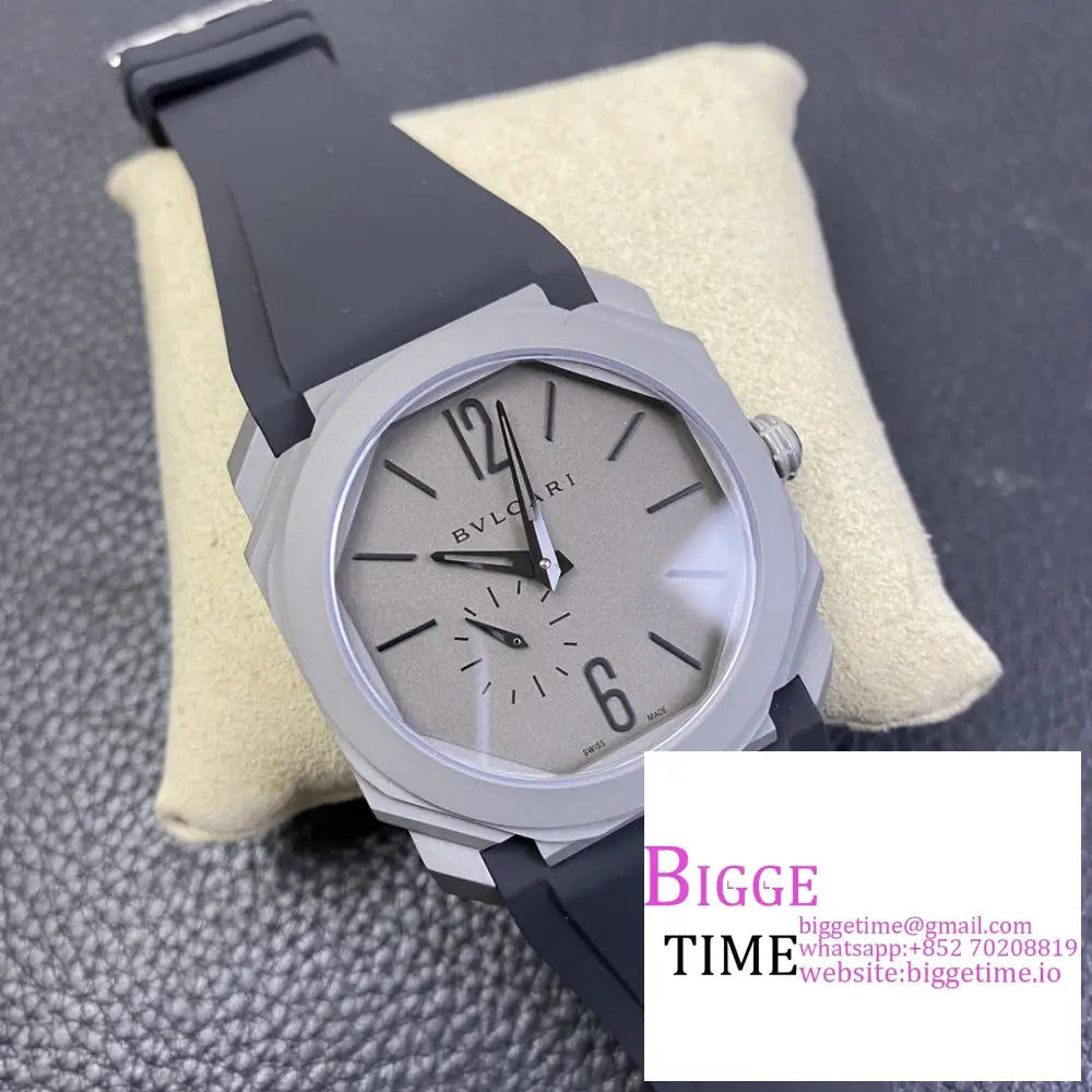 Octo Finissimo 40Mm Grey Dial Black Rubber Strap Bvf My9015 Bvlgari