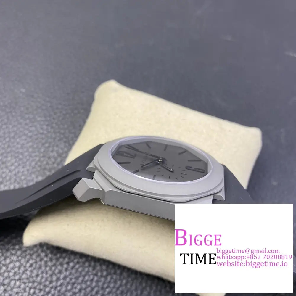 Octo Finissimo 40Mm Grey Dial Black Rubber Strap Bvf My9015 Bvlgari