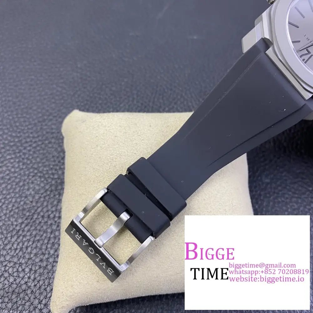 Octo Finissimo 40Mm Grey Dial Black Rubber Strap Bvf My9015 Bvlgari