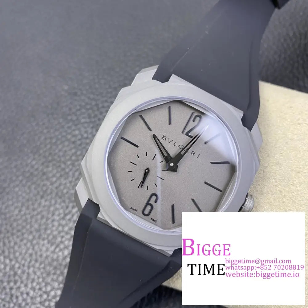 Octo Finissimo 40Mm Grey Dial Black Rubber Strap Bvf My9015 Bvlgari