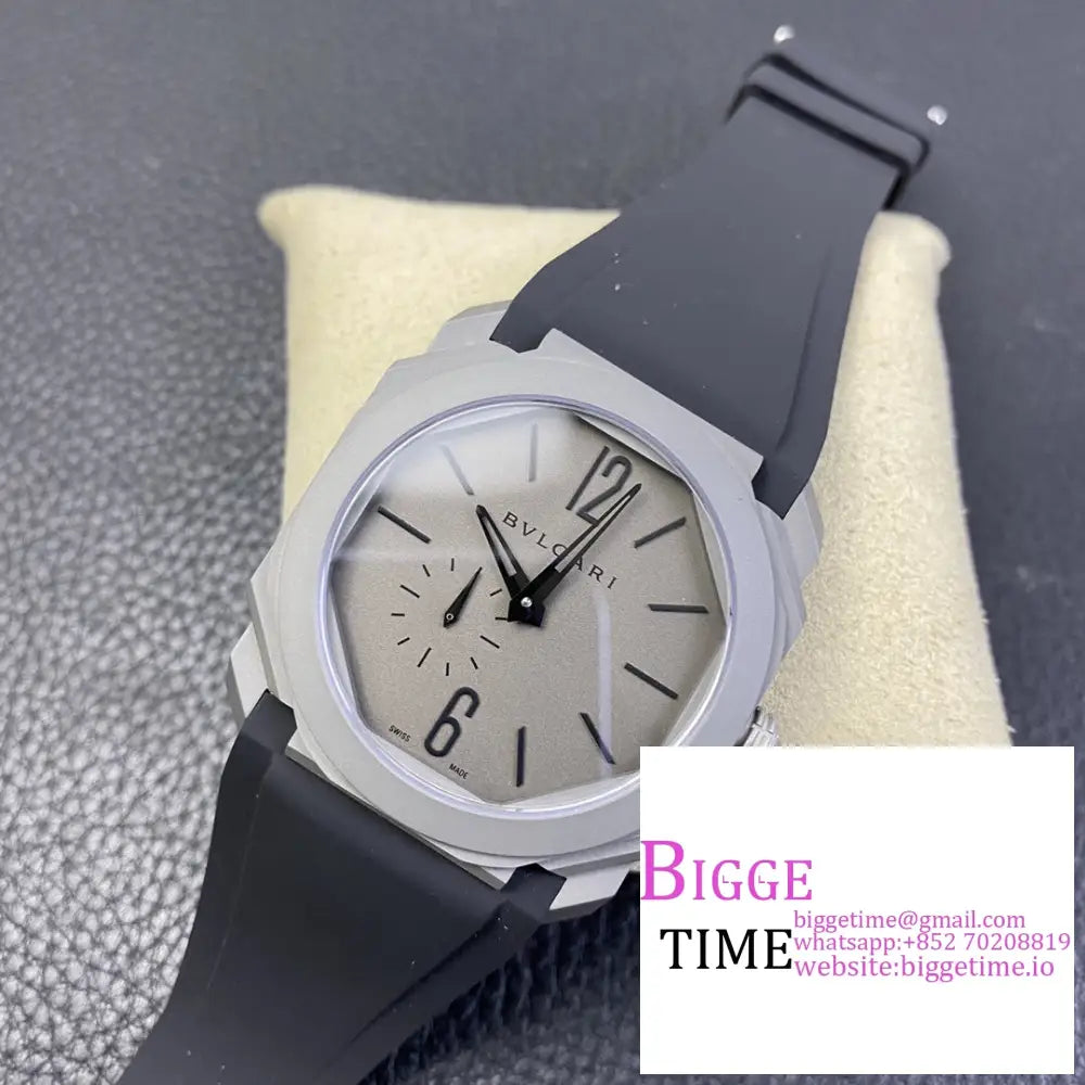 Octo Finissimo 40Mm Grey Dial Black Rubber Strap Bvf My9015 Bvlgari