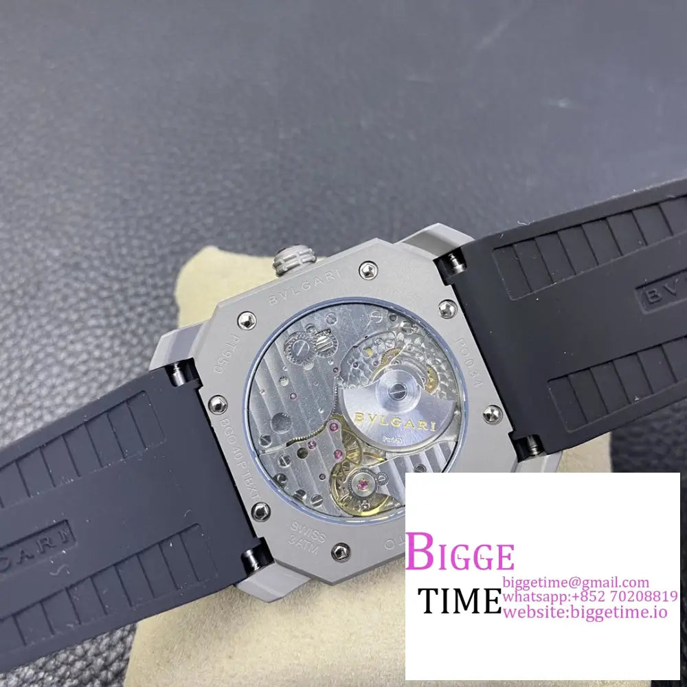 Octo Finissimo 40Mm Grey Dial Black Rubber Strap Bvf My9015 Bvlgari