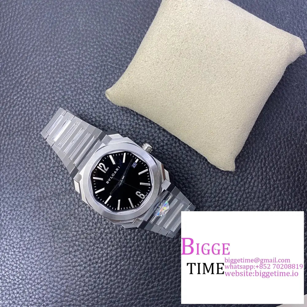 Octo Roma 41Mm Black Dial Ss Bracelet Bvf My9015 Bvlgari