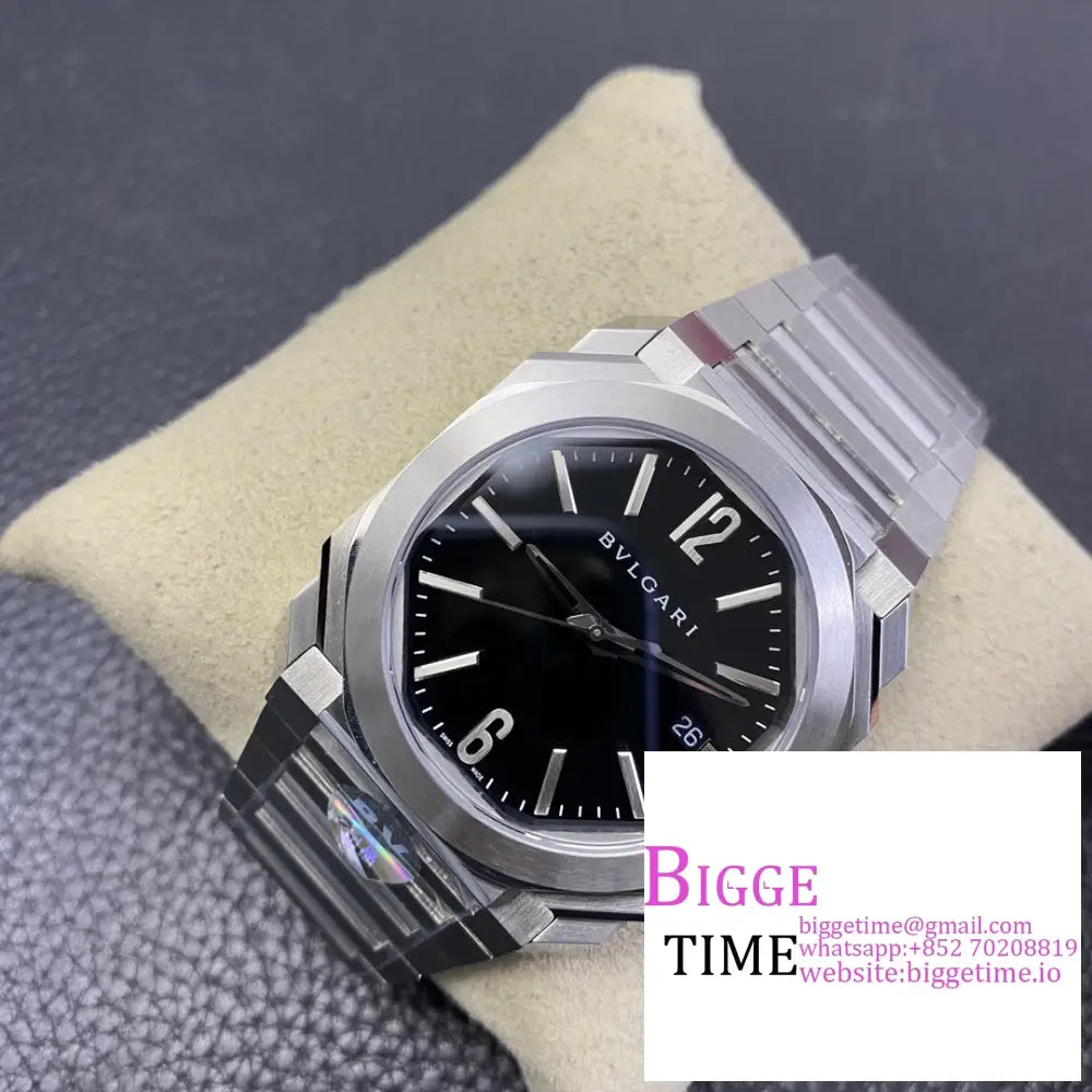 Octo Roma 41Mm Black Dial Ss Bracelet Bvf My9015 Bvlgari