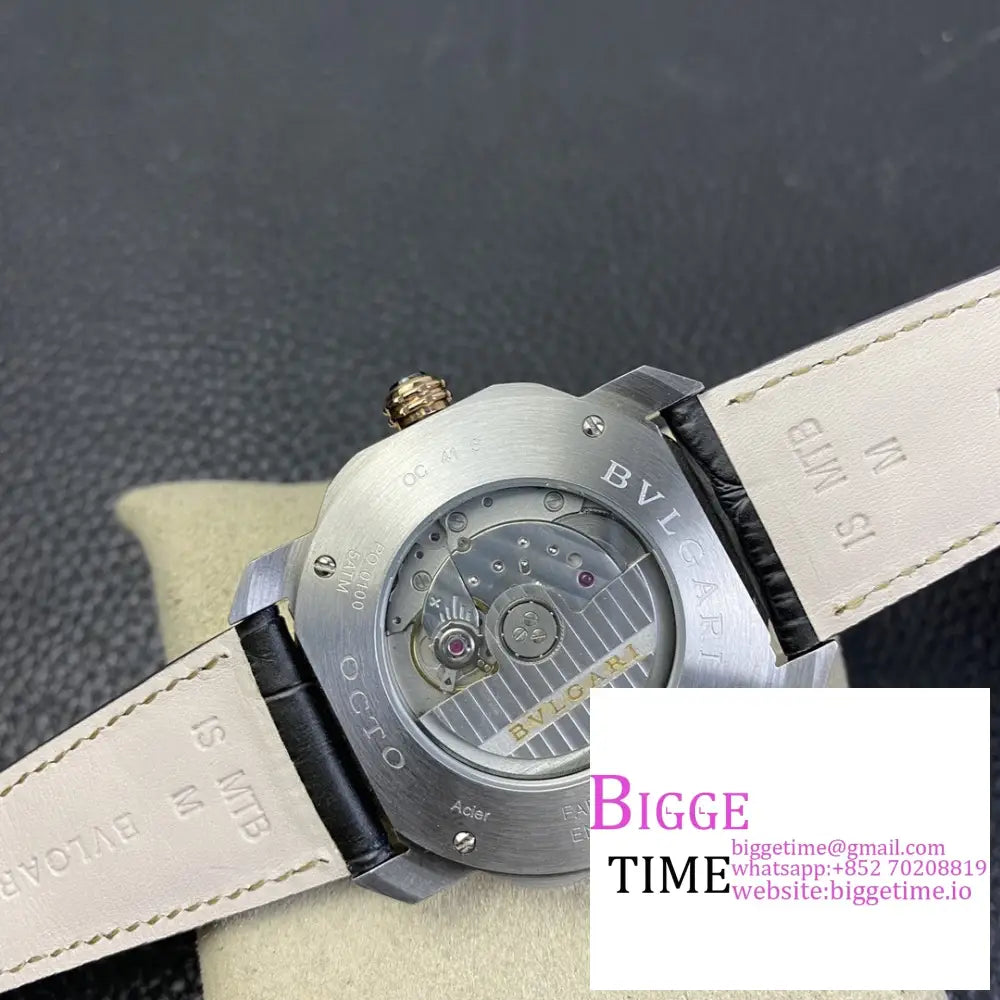 Octo Roma 41Mm White Dial Black Leather Strap Bvf My9015 Bvlgari