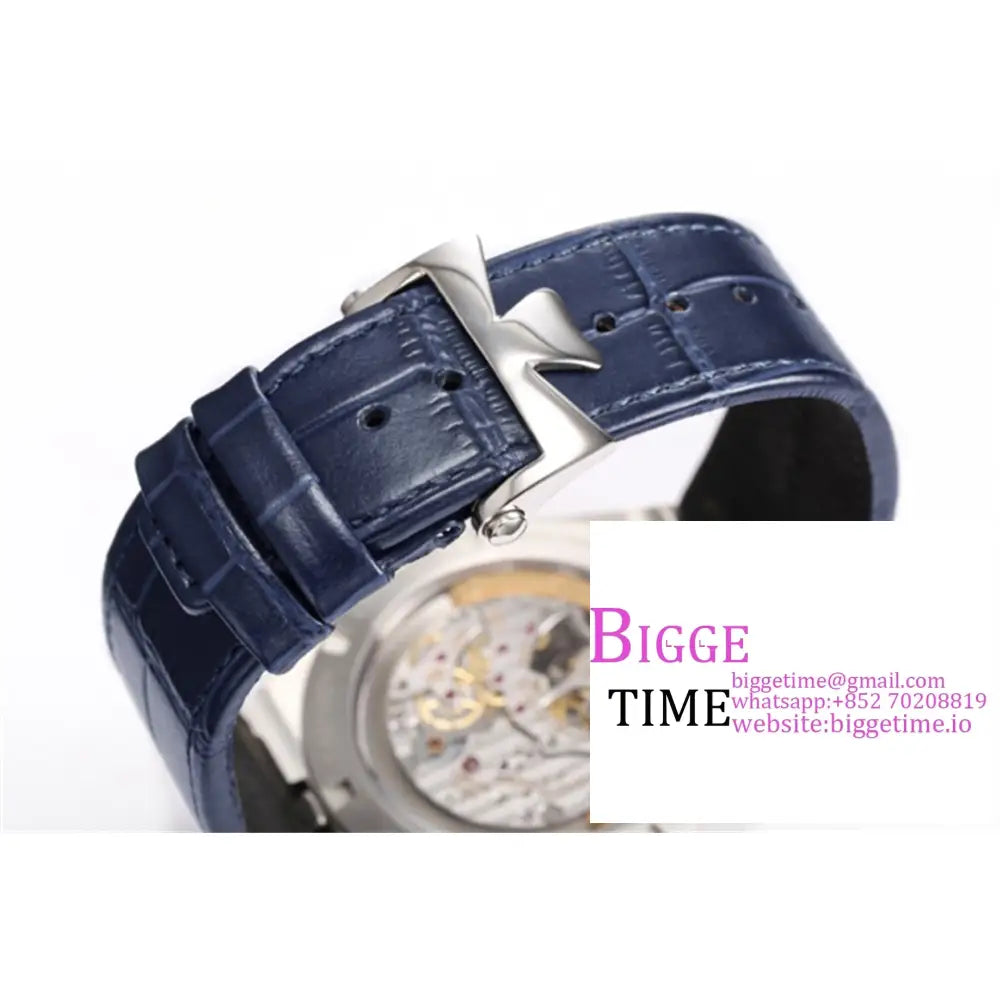 Overseas Tourbillon 42.5Mm 6000V Blue Dial Leather Strap Bbrf Tourb Vacheron Constantin