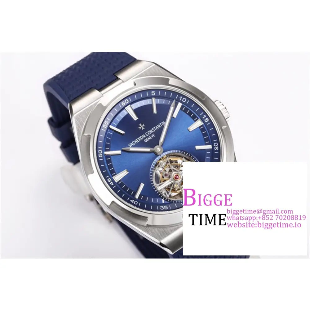 Overseas Tourbillon 42.5Mm 6000V Blue Dial Rubber Strap Bbrf Tourb Vacheron Constantin