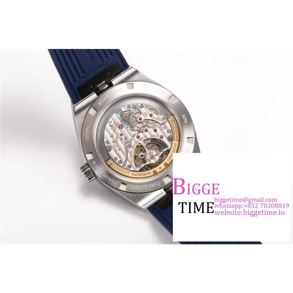 Overseas Tourbillon 42.5Mm 6000V Blue Dial Rubber Strap Bbrf Tourb Vacheron Constantin