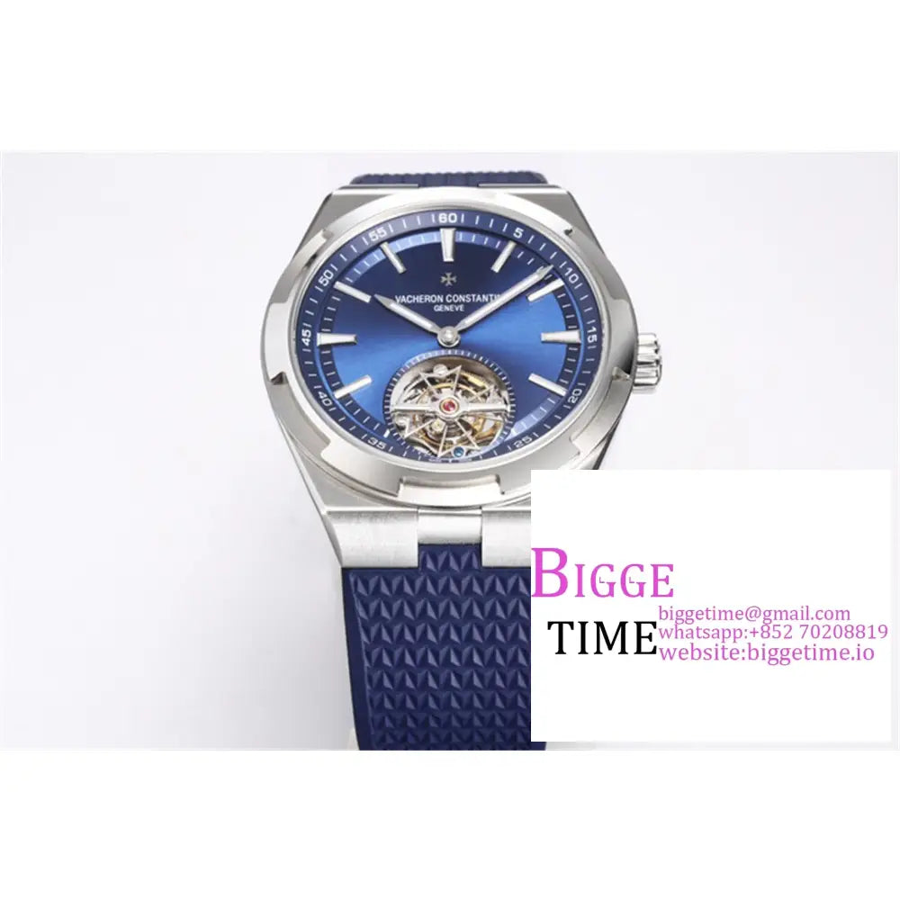 Overseas Tourbillon 42.5Mm 6000V Blue Dial Rubber Strap Bbrf Tourb Vacheron Constantin