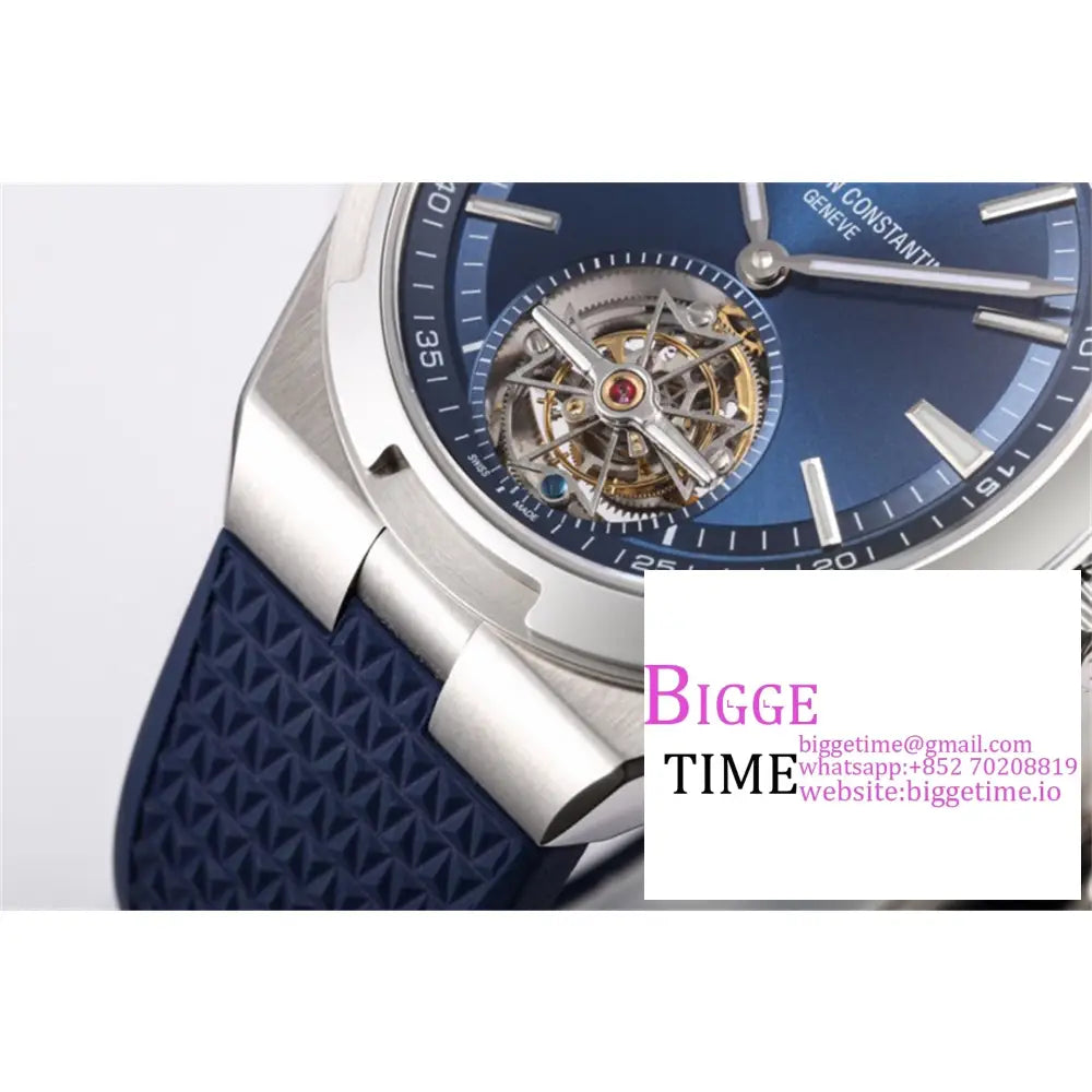 Overseas Tourbillon 42.5Mm 6000V Blue Dial Rubber Strap Bbrf Tourb Vacheron Constantin