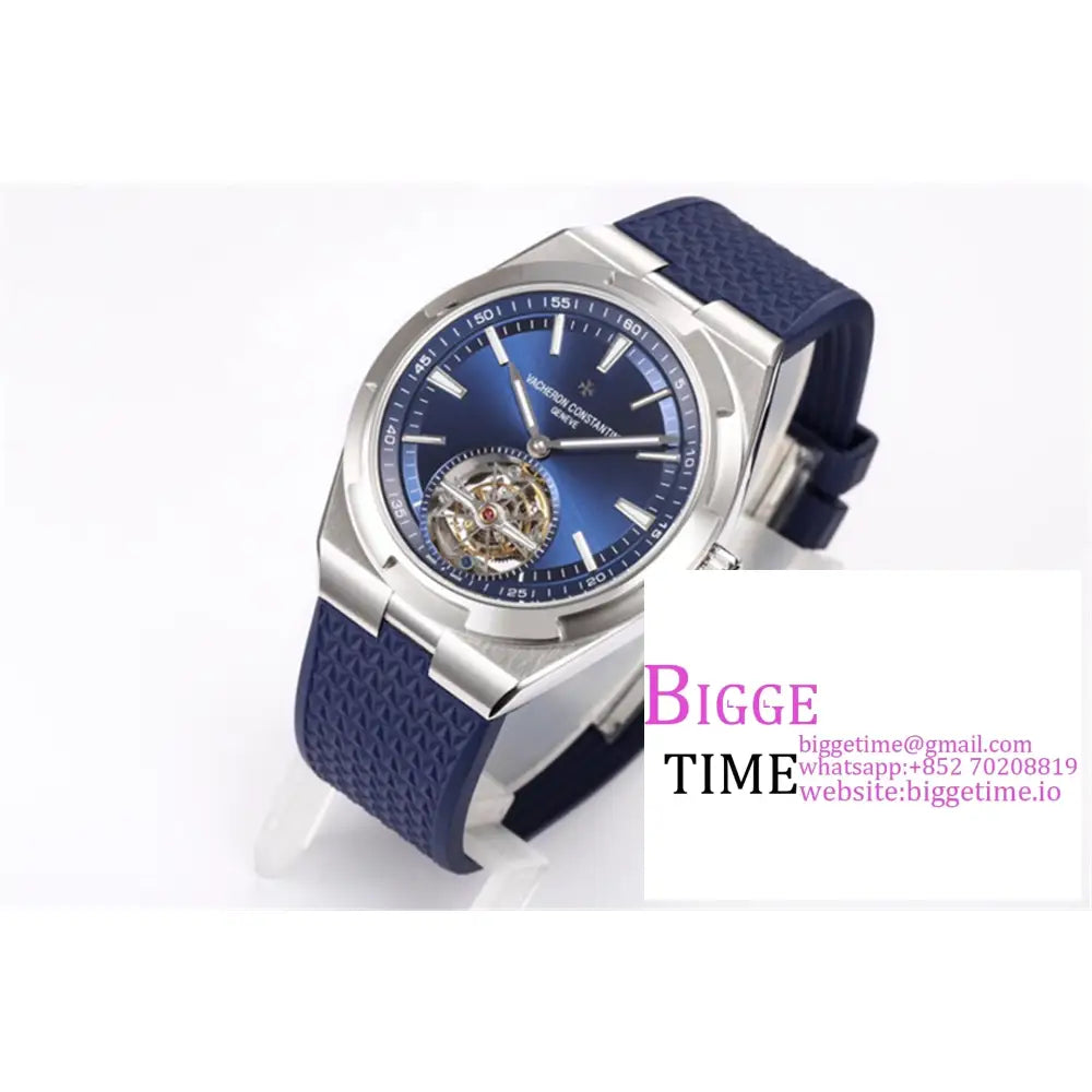 Overseas Tourbillon 42.5Mm 6000V Blue Dial Rubber Strap Bbrf Tourb Vacheron Constantin