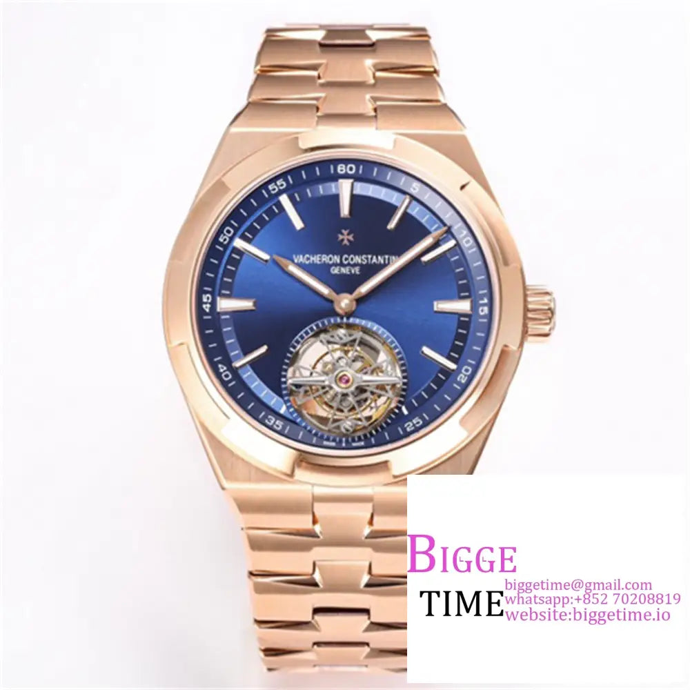 Overseas Tourbillon 42.5Mm 6000V Rg Blue Dial Bracelet Bbrf Tourb Option1 Vacheron Constantin