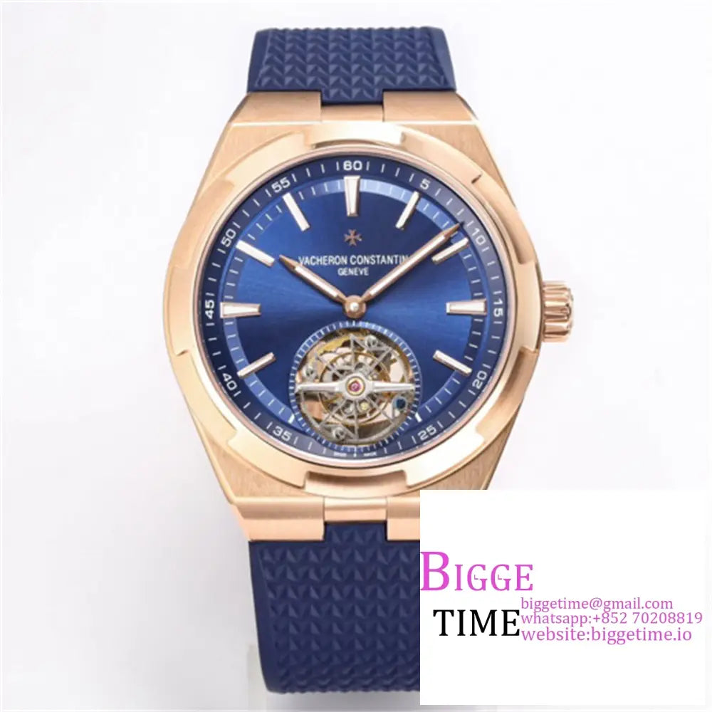 Overseas Tourbillon 42.5Mm 6000V Rg Blue Dial Leather Strap Bbrf Tourb Option1 Vacheron Constantin