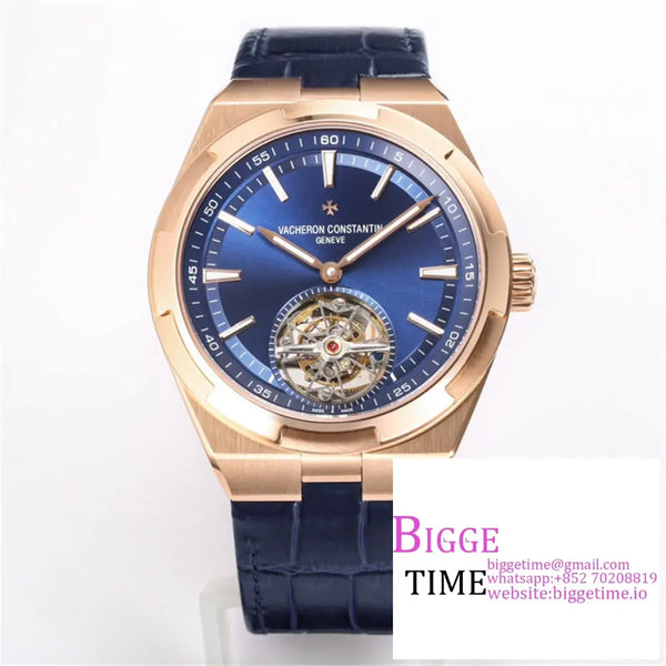 Overseas Tourbillon 42.5Mm 6000V Rg Blue Dial Leather Strap Bbrf Tourb Option1 Vacheron Constantin