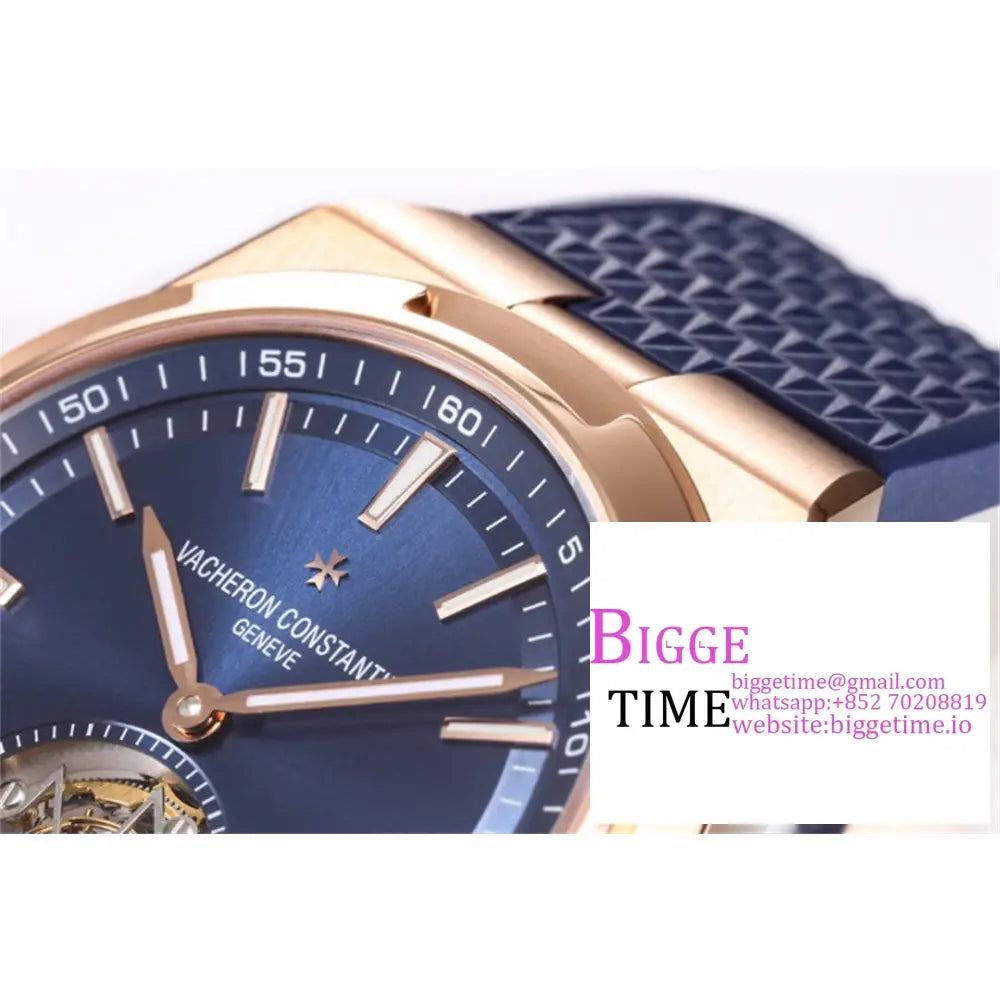 Overseas Tourbillon 42.5Mm 6000V Rg Blue Dial Leather Strap Bbrf Tourb Vacheron Constantin