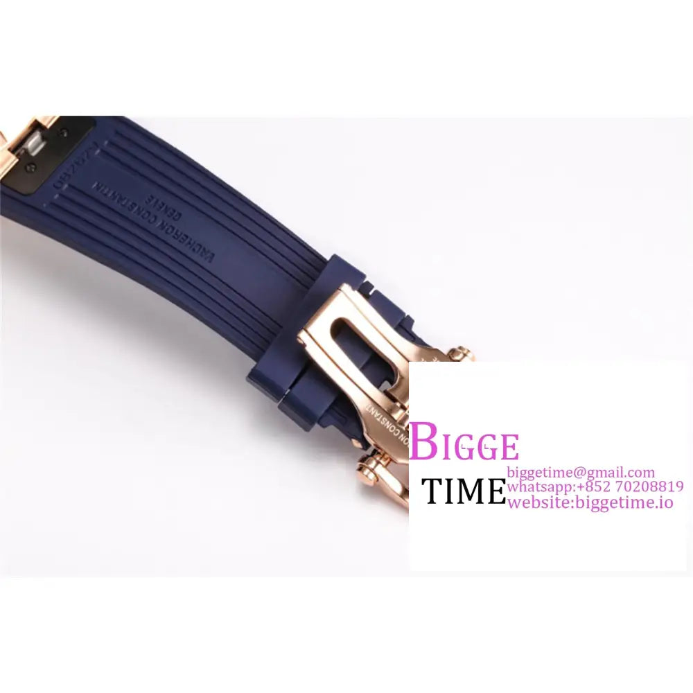 Overseas Tourbillon 42.5Mm 6000V Rg Blue Dial Leather Strap Bbrf Tourb Vacheron Constantin