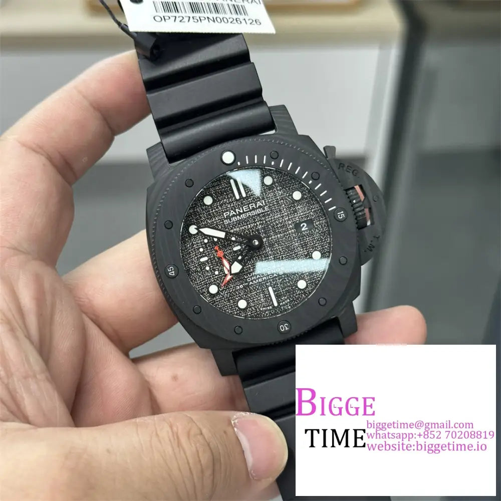 Pam1039 47Mm Submersible Carbon Grey Sail Dial Black Rubber Strap Vsf P9010 Panerai