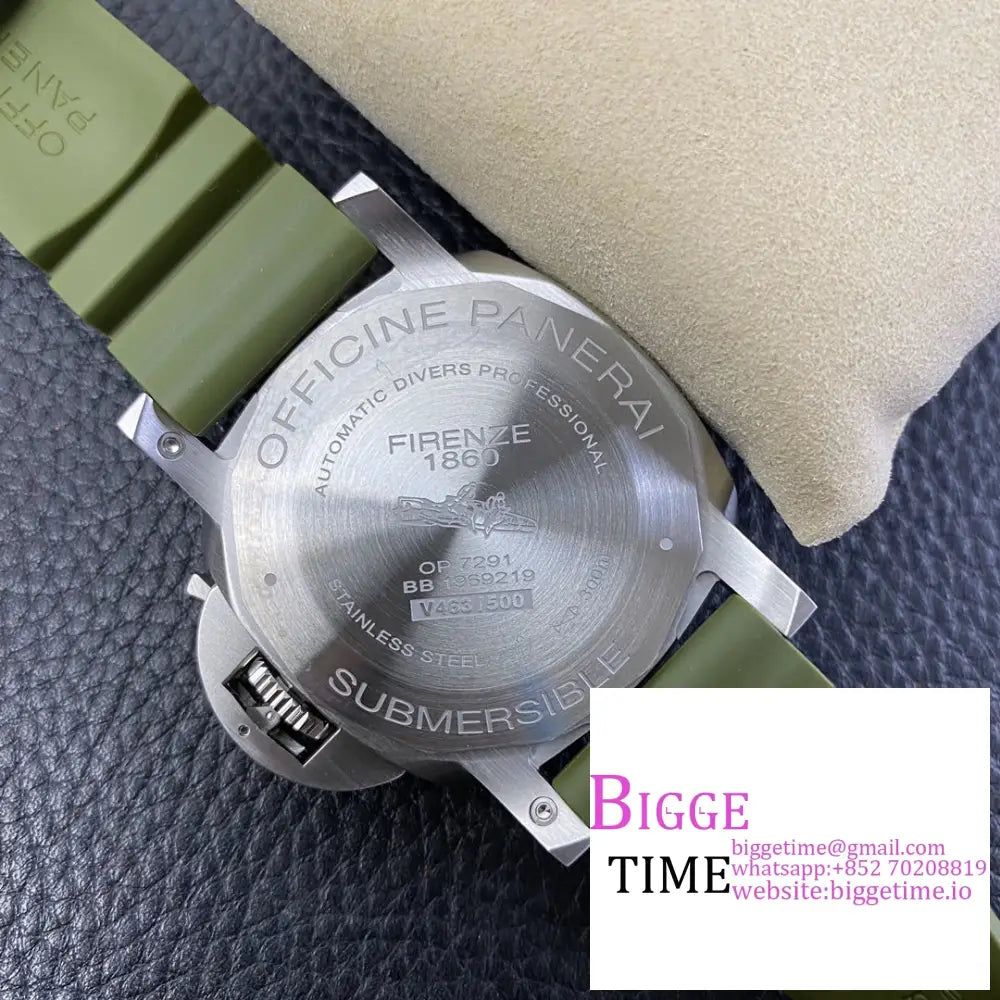 Pam1055 42Mm Submersible Green Dial Rubber Strap Vsf P9000 Panerai