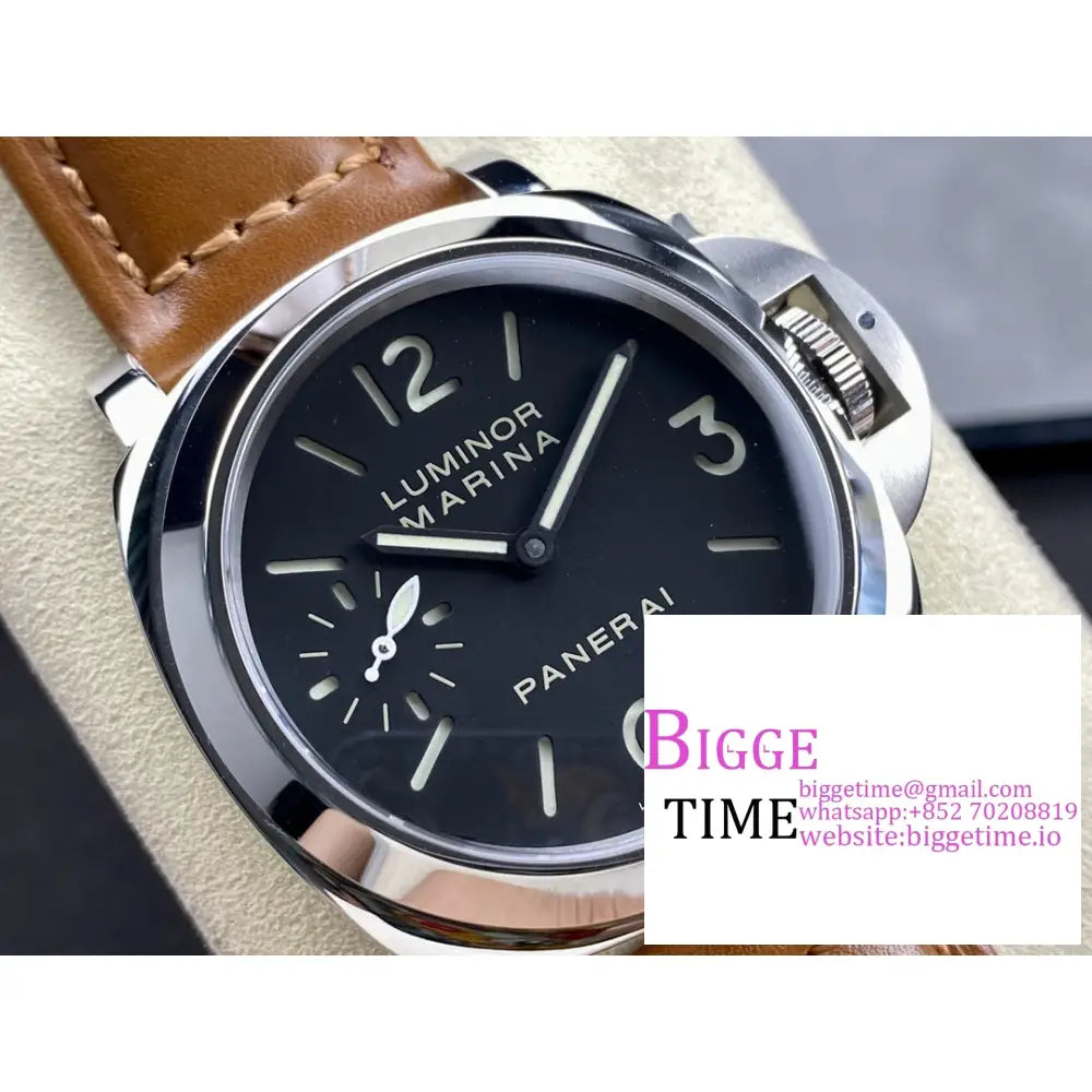 Pam111 44Mm Luminor Black Dial Brown Leather Strap Hwf 6497 Panerai