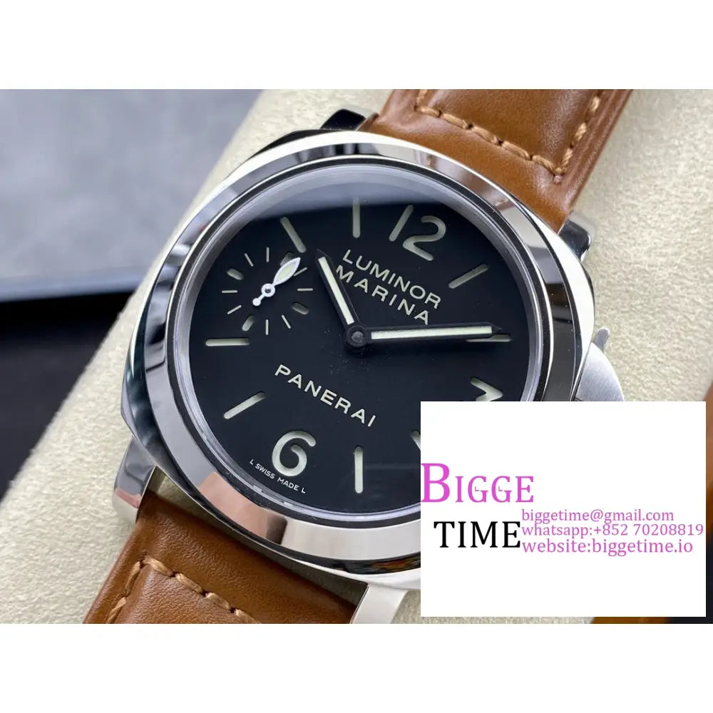 Pam111 44Mm Luminor Black Dial Brown Leather Strap Hwf 6497 Panerai