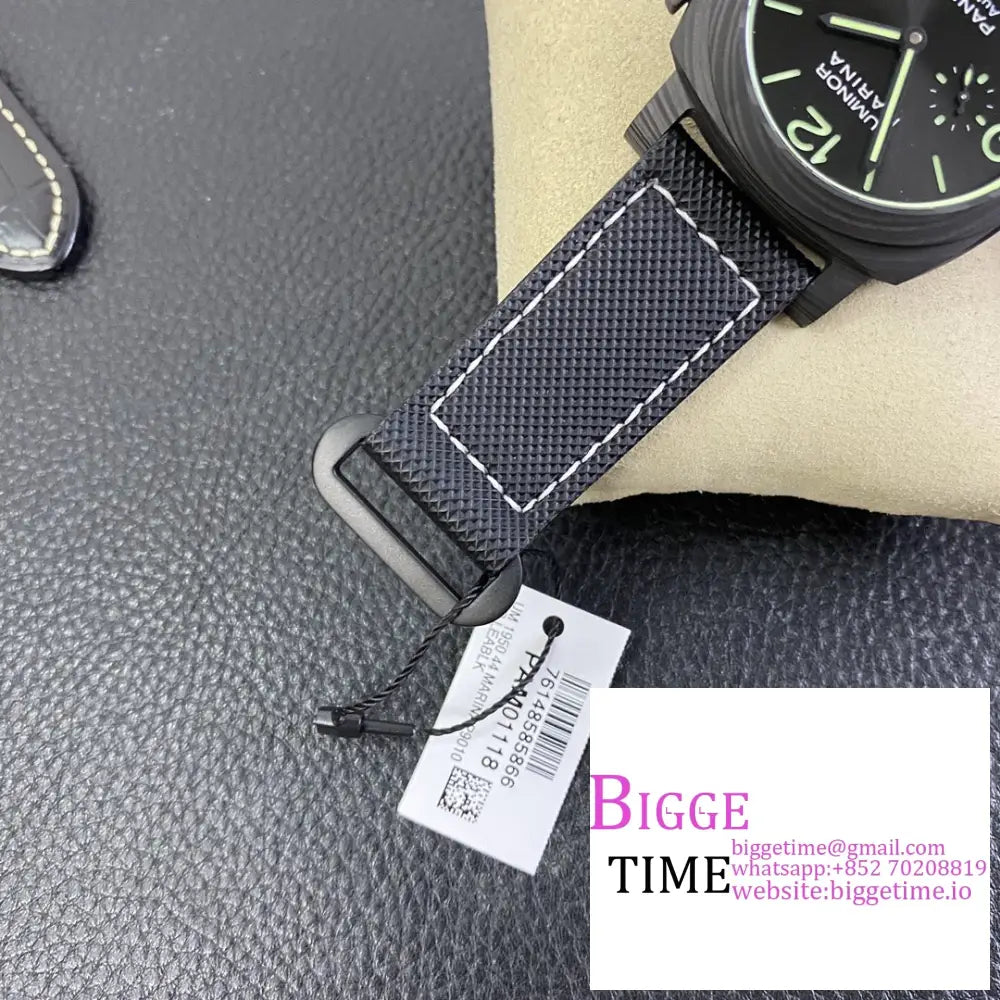 Pam1118 44Mm Luminor Carbon Black Dial Nylon Strap Vsf P9010 Panerai