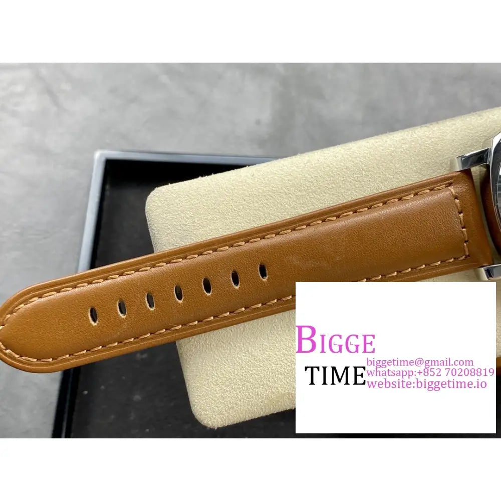 Pam113 44Mm Luminor White Dial Brown Leather Strap Hwf 6497 Panerai