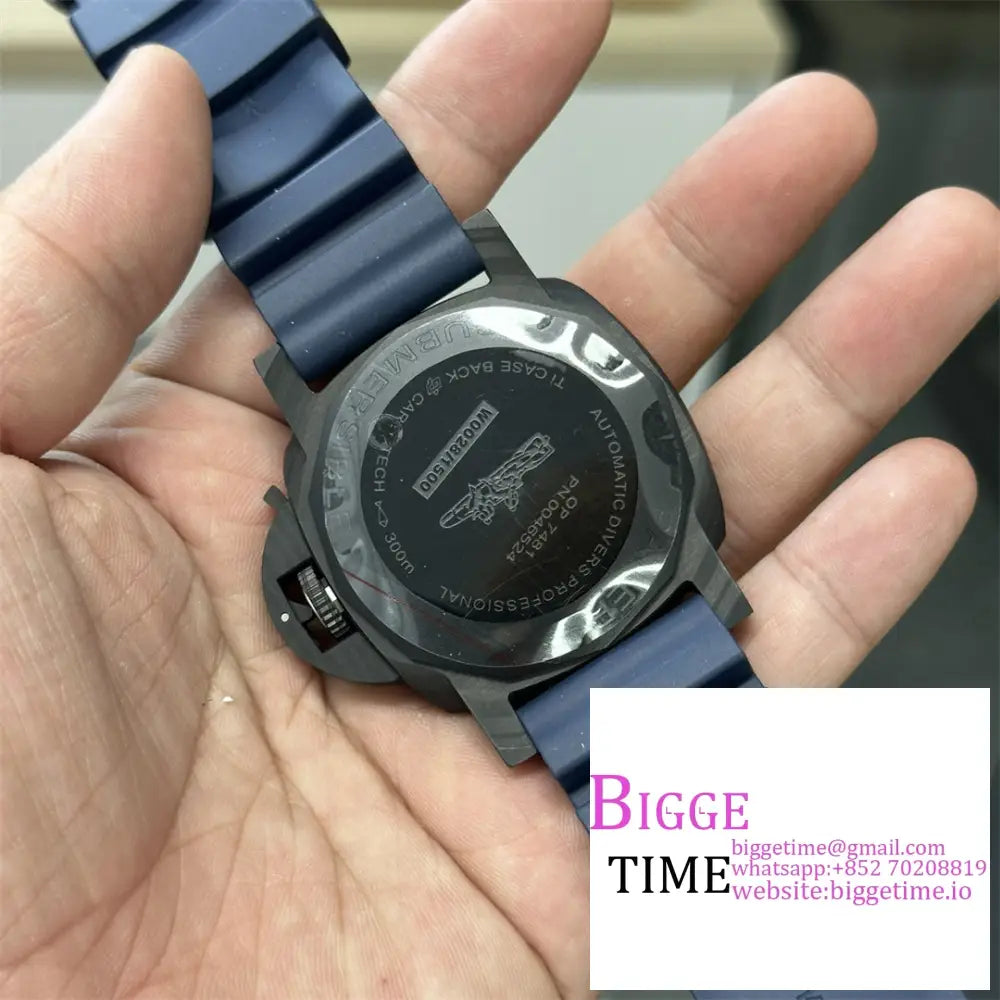 Pam1232 44Mm Submersible Carbon Blue Dial Rubber Strap Vsf P9000 Panerai