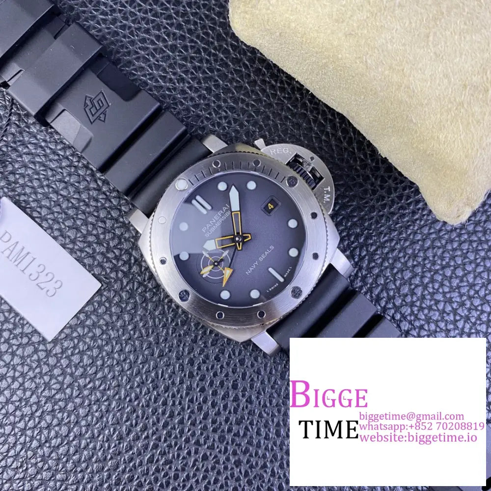 Pam1323 44Mm Submersible Gmt Gradient Grey Dial Black Rubber Strap Vsf P9000 Panerai