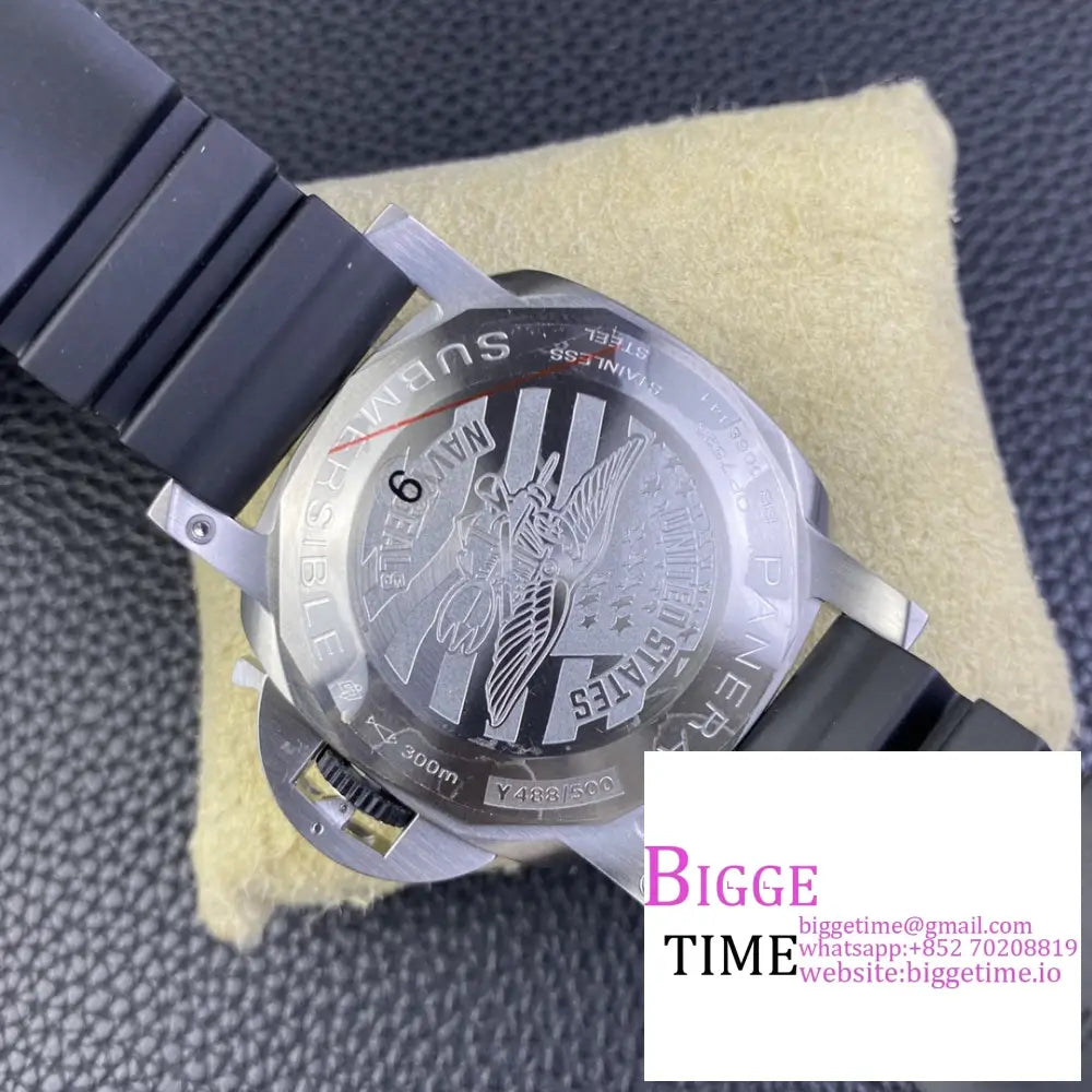 Pam1323 44Mm Submersible Gmt Gradient Grey Dial Black Rubber Strap Vsf P9000 Panerai