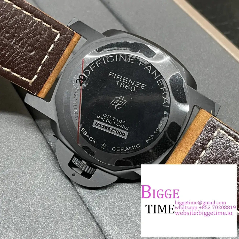 Pam1441 44Mm Luminor Gmt Carbon Black Dial Brown Leather Strap Vsf P9000 Panerai