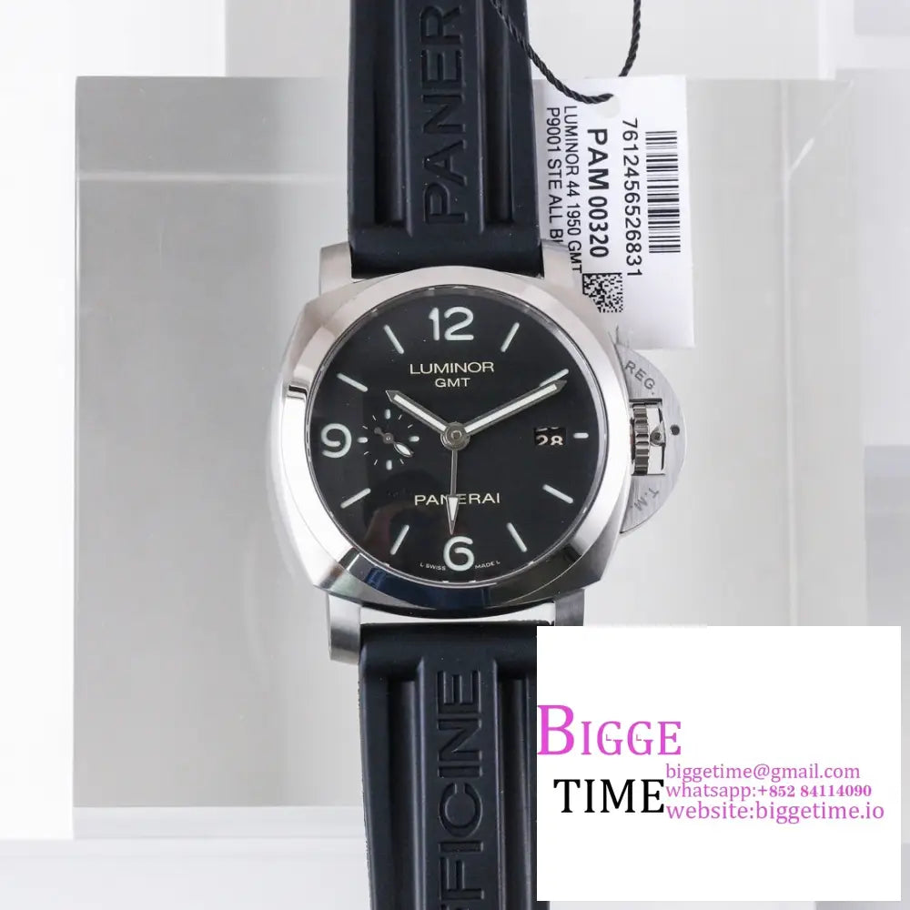 Pam320 44Mm Luminor Gmt Black Dial Leather Strap Vsf P9001 Panerai