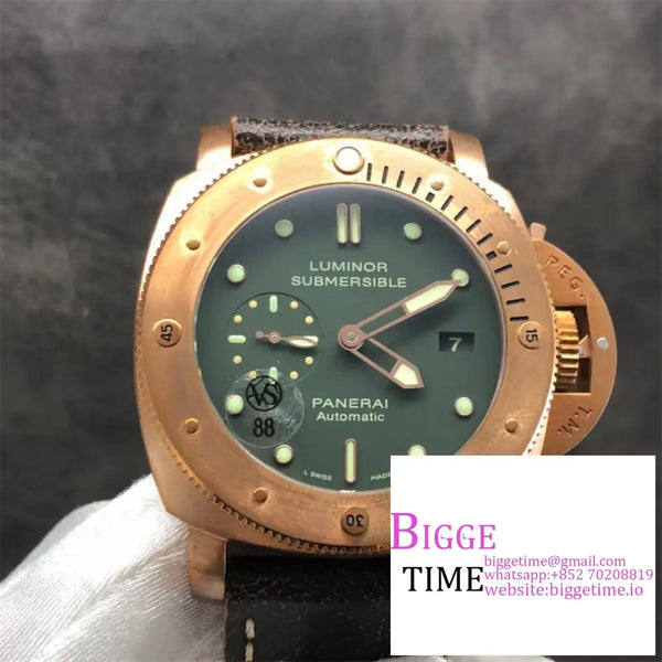 Pam382 47Mm Submersible Bronze Green Dial Leather Strap Vsf P9000 Option1 Panerai