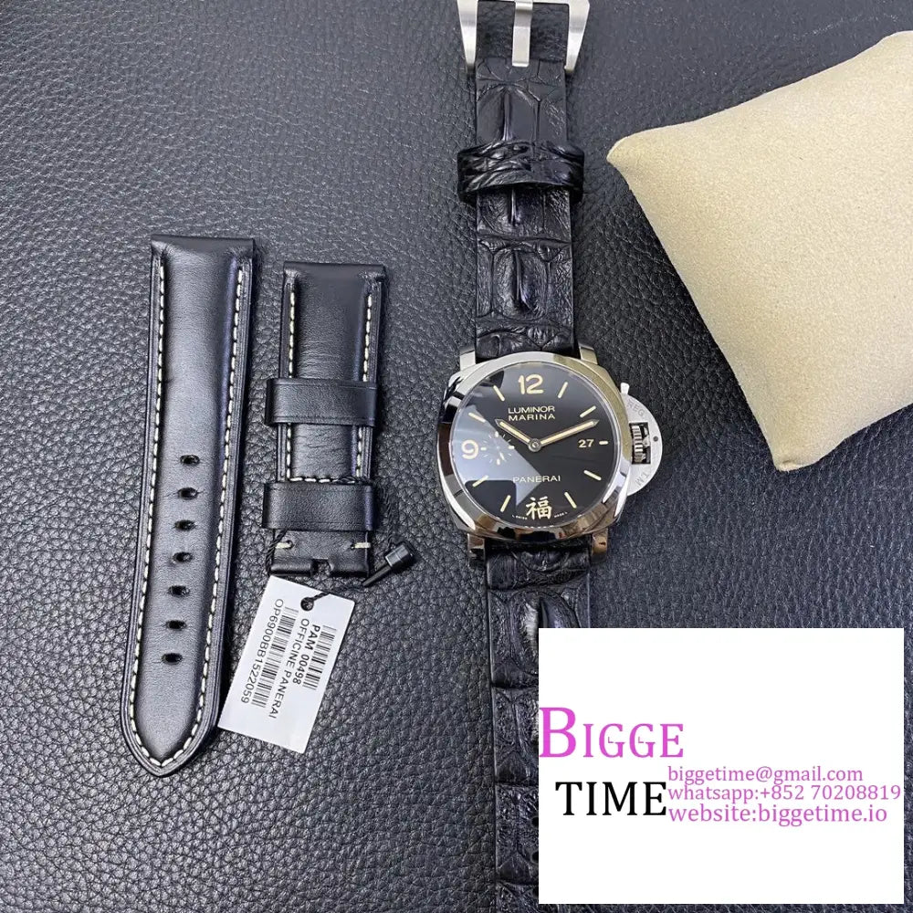 Pam498 44Mm Luminor Black Dial Leather Strap Vsf P9000 Panerai