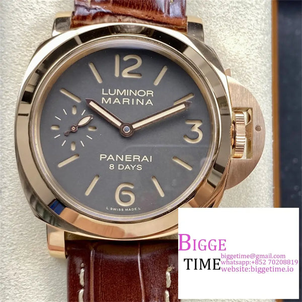 Pam511 44Mm Luminor Rg Grey Dial Brown Leather Strap Hwf P5000 Option1 Panerai