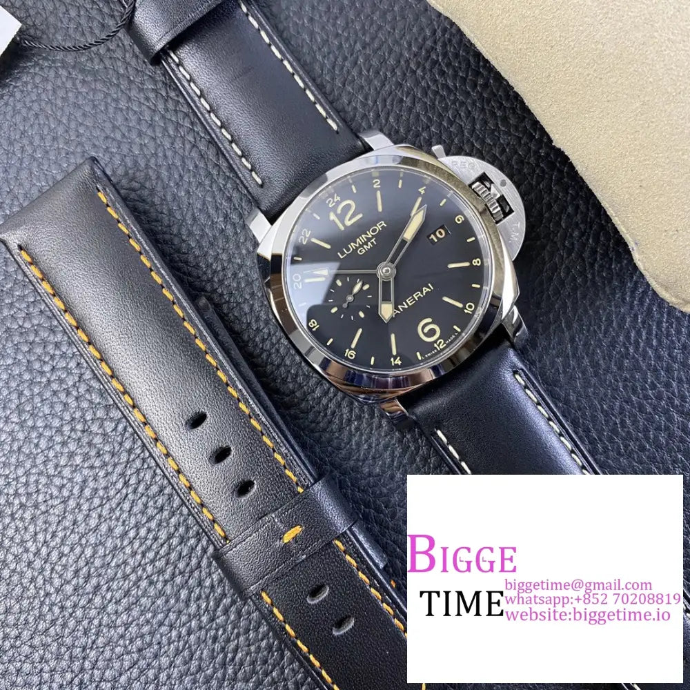 Pam531 44Mm Luminor Gmt Black Dial Leather Strap Vsf P9000 Panerai