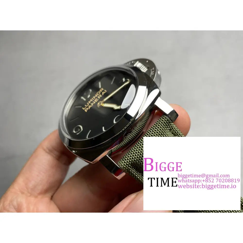 Pam606 47Mm Luminor Black Dial Green Nylon Strap Hwf P3000 Panerai