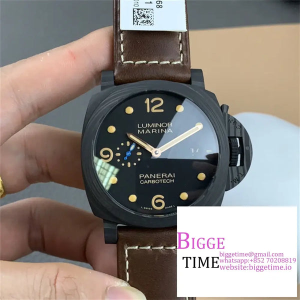 Pam661 44Mm Luminor Titanium Black Dial Brown Leather Strap Vsf P9010 Option1 Panerai