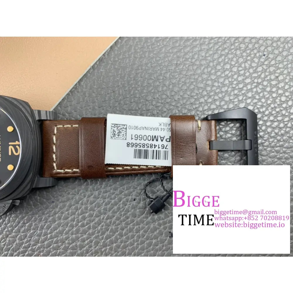 Pam661 44Mm Luminor Titanium Black Dial Brown Leather Strap Vsf P9010 Panerai