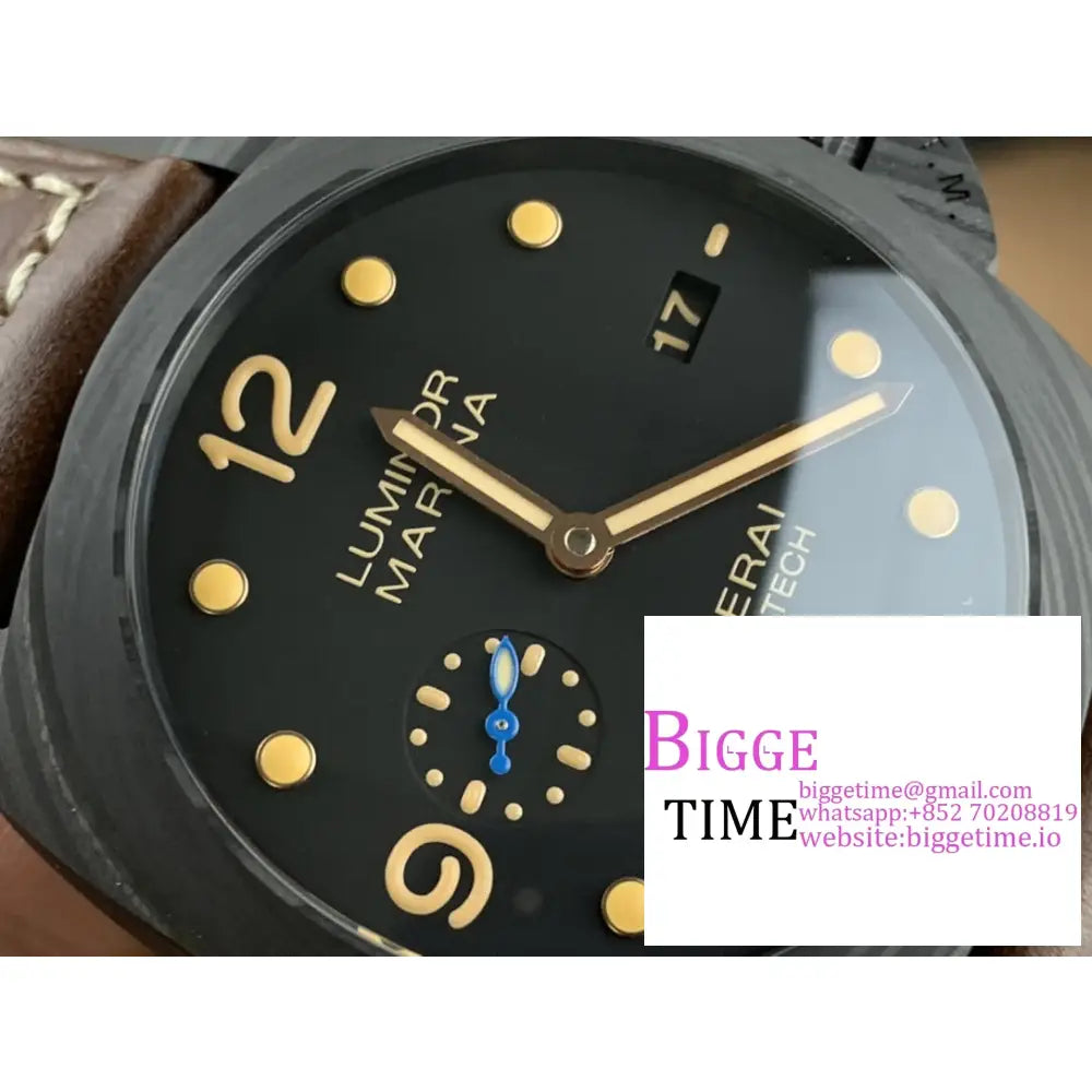 Pam661 44Mm Luminor Titanium Black Dial Brown Leather Strap Vsf P9010 Panerai