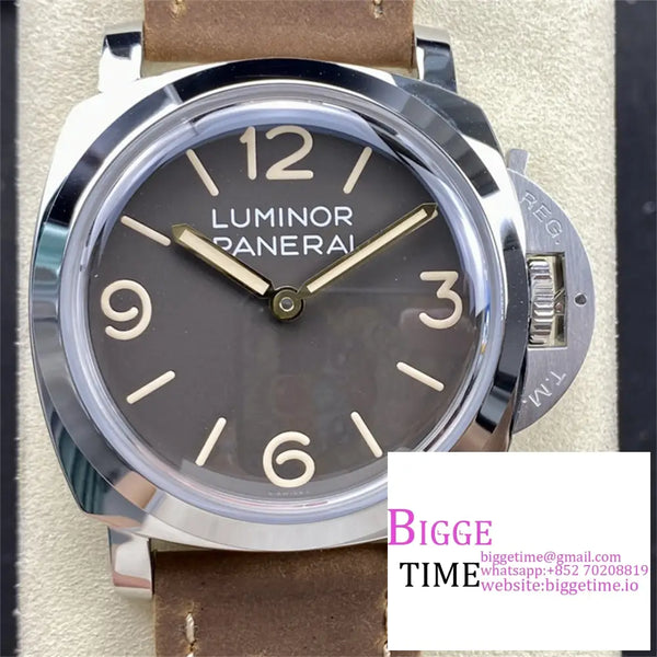 Pam663 47Mm Luminor Grey Dial Brown Leather Strap Hwf P3000 Option1 Panerai