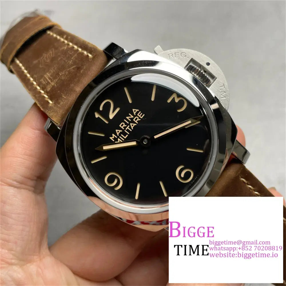 Pam673 47Mm Luminor Black Dial Brown Leather Strap Hwf P3000 Option1 Panerai