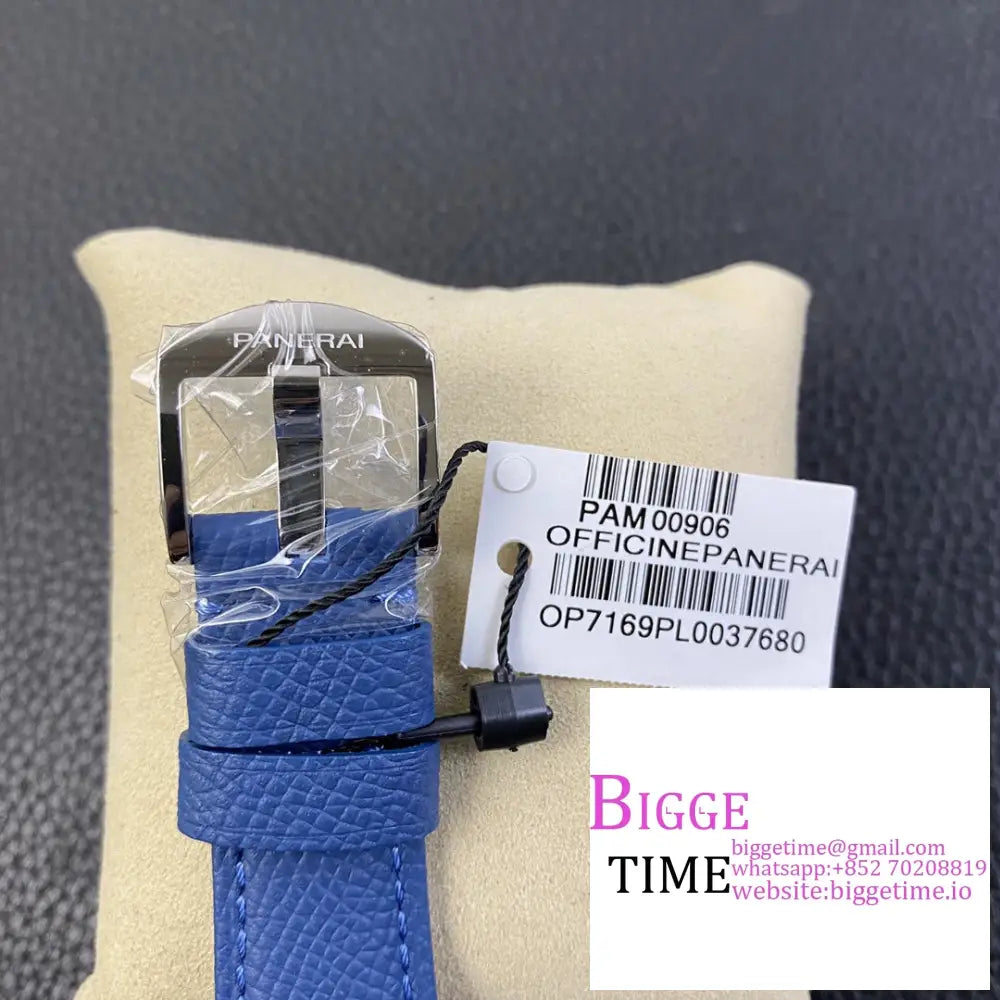 Pam906 42Mm Luminor Due White Dial Blue Leather Strap Vsf P9000 Panerai