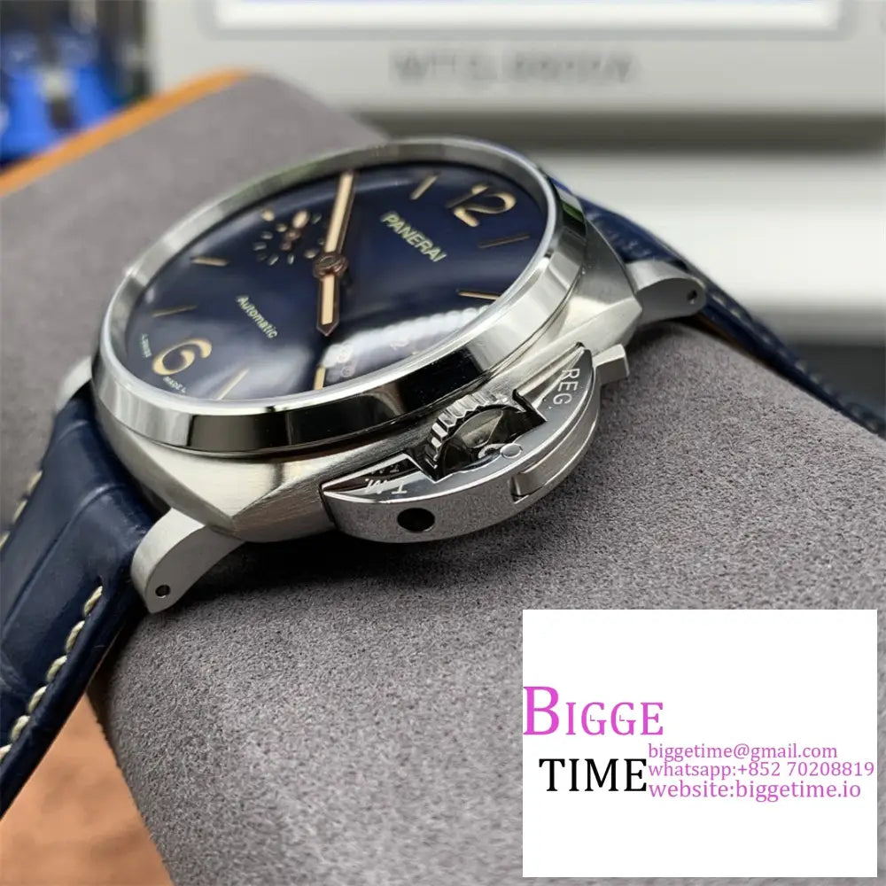 Pam927 42Mm Luminor Due Blue Dial Leather Strap Vsf P9000 Panerai