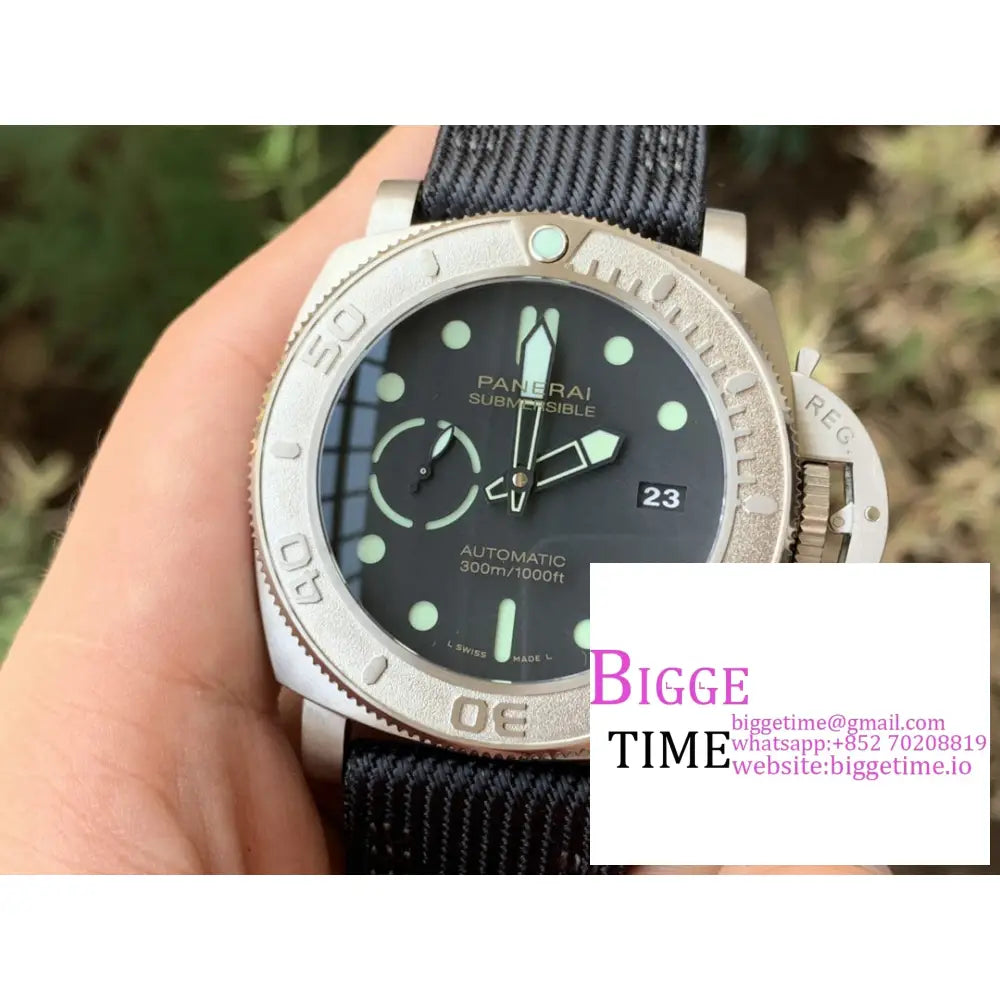 Pam984 47Mm Submersible Titanium Black Dial Nylon Strap Vsf P9000 Panerai